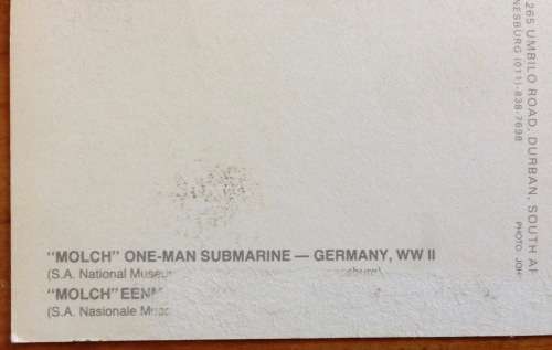 Postcard Molch One-Man Submarine Germany WWII World War Two Art Publishers.
