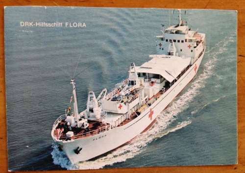 POSTCARD POST CARD DRK HILFSSCHIFF FLORA AUXILLIARY HOSPITAL SHIP GERMAN RED CROSS