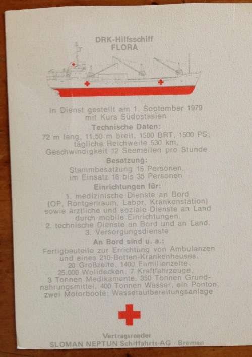 POSTCARD POST CARD DRK HILFSSCHIFF FLORA AUXILLIARY HOSPITAL SHIP GERMAN RED CROSS