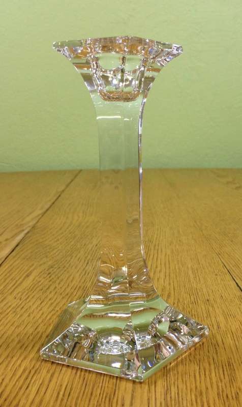 RIEDEL LEAD CRYSTAL GLASS CANDLESTICKS x 2 PAIR CLAUS JOSEF RIEDEL CJR 1960`s AUSTRIA 150mm TALL.