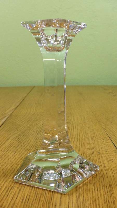 RIEDEL LEAD CRYSTAL GLASS CANDLESTICKS x 2 PAIR CLAUS JOSEF RIEDEL CJR 1960`s AUSTRIA 150mm TALL.