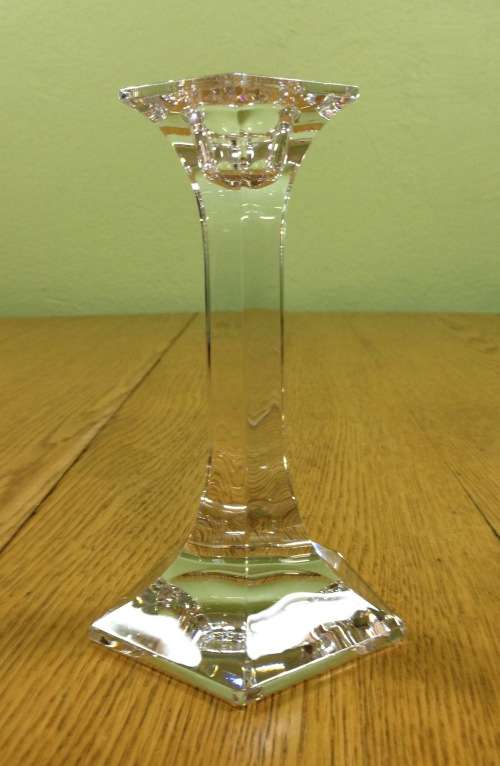 RIEDEL LEAD CRYSTAL GLASS CANDLESTICKS x 2 PAIR CLAUS JOSEF RIEDEL CJR 1960`s AUSTRIA 150mm TALL.