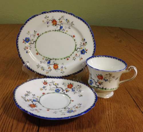 PARAGON BLOSSOM TEA SET RD. No. 744170 MILK JUG OPEN SUGAR CAKE PLATE 6 TRIOS STUNNING RARE 21 PIECE