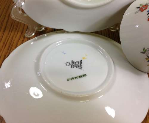 PARAGON BLOSSOM TEA SET RD. No. 744170 MILK JUG OPEN SUGAR CAKE PLATE 6 TRIOS STUNNING RARE 21 PIECE