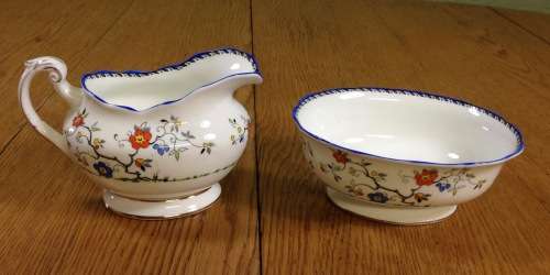 PARAGON BLOSSOM TEA SET RD. No. 744170 MILK JUG OPEN SUGAR CAKE PLATE 6 TRIOS STUNNING RARE 21 PIECE