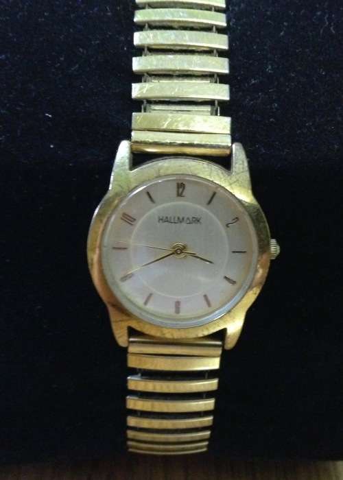 WATCH HALLMARK LADIES Wristwatch ALLOY COLLECTION QUARTZ STAINLESS STEEL GOLD PLATED? JAPAN MOVT.