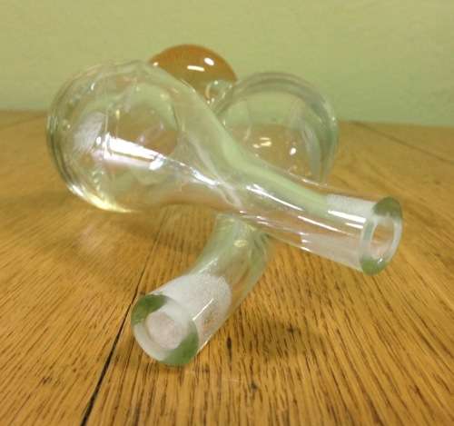 JOINED PRESSED GLASS OIL and VINEGAR POURER WITH STOPPERS SALAD DRESSING DECANTER STUNNING PIECE!