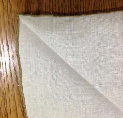 COCKTAIL SERVIETTES x 3 MATERIAL CLOTH LINEN EMBROIDERY BLUE WHITE BROWN EDGED STUNNING!!!!