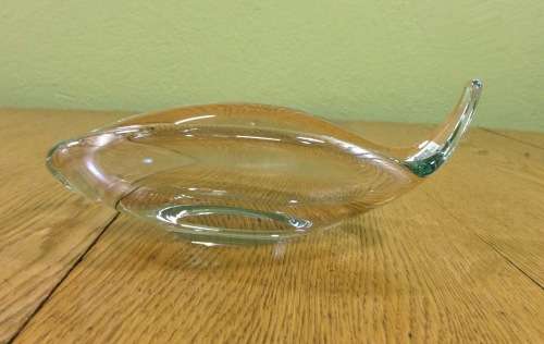 HOLMEGAARD DENMARK ASHTRAY with a TAIL HANDBLOWN CLEAR GLASS ATTRIBUTED to Per Lütken UNIQUE DESIGN!