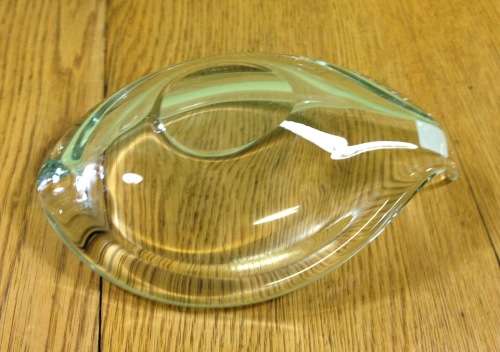 HOLMEGAARD DENMARK ASHTRAY with a TAIL HANDBLOWN CLEAR GLASS ATTRIBUTED to Per Lütken UNIQUE DESIGN!
