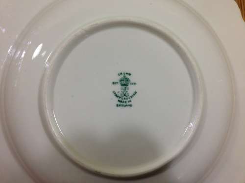 CROWN STAFFORDSHIRE SQUARE BOWL with APPLIED FLOWERS=1906-30=ENGLAND=ANTIQUE=ART DECO=ART NOUVEAU.