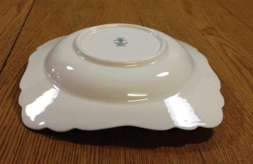 CROWN STAFFORDSHIRE SQUARE BOWL with APPLIED FLOWERS=1906-30=ENGLAND=ANTIQUE=ART DECO=ART NOUVEAU.