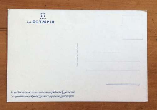 SHIP POSTCARD POST CARD T.S.S. OLYMPIA GREECE GREEK LINE STEAMSHIP CRUISE LINER PASSENGER