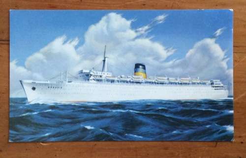 SHIP POSTCARD POST CARD Q.S.S. ARCADIA GREECE GREEK LINE P and O STEAMSHIP CRUISE LINER PASSENGER