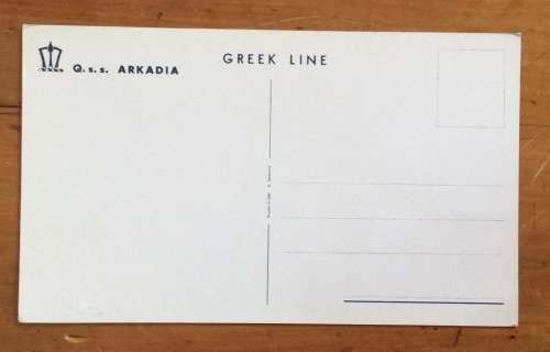 SHIP POSTCARD POST CARD Q.S.S. ARCADIA GREECE GREEK LINE P and O STEAMSHIP CRUISE LINER PASSENGER