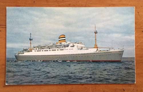 SHIP POSTCARD POST CARD S.S. MAASDAM HOLLAND-AMERICA LINE 1952 STEAMSHIP CRUISE LINER PASSENGER