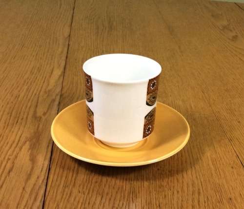 COFFEE DUO J and G MEAKIN STUDIO ENGLAND MAORI PATTERN RETRO SAUCER CUP 1960`s Espresso.