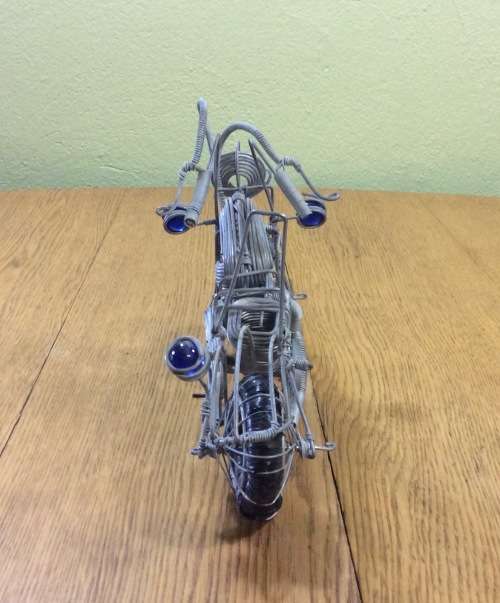 MOTOR BIKE WIRE HARLEY DAVIDSON? BLUE MARBLE LIGHTS HANDLE BARS SEAT REST PLASTIC TYRES STUNNING!!!!