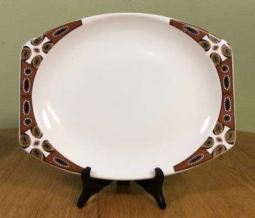 DINNER SERVICE=PART=46 piece=PLATES=BOWLS=J and G MEAKIN STUDIO=ENGLAND=MAORI PATTERN=RETRO=1960's