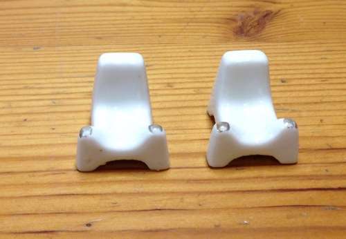 LIMOGES French Miniature Porcelain CHAIRS x 2=LOUNGERS=France=Dolls House=ALL WHITE.