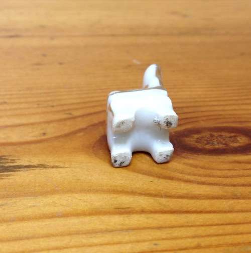 LIMOGES French Miniature Porcelain CHAIR=DINING ROOM=France=Dolls House=WHITE with GILT PATTERN..