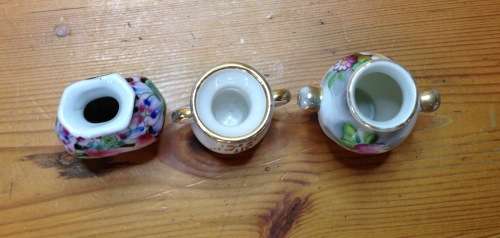 Miniature Porcelain VASES x 3 ALL UNMARKED Dolls House FLOWERS FLORAL STUNNING!!!
