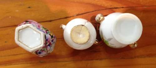 Miniature Porcelain VASES x 3 ALL UNMARKED Dolls House FLOWERS FLORAL STUNNING!!!