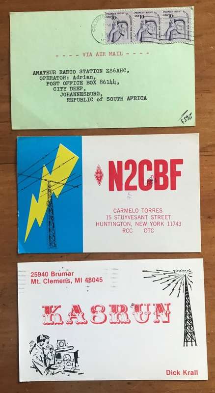 QSL RADIO HAM CARDSUSA to SOUTH AFRICA x 3 1981/82/83 Scarce Amateur Radio Aeroplane Pilot.