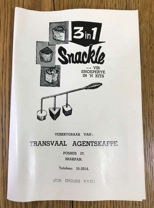 SNACKLE=THREE-IN-ONE=ORIGINAL INSTRUCTIONS=TRANSVAAL AGENCIES=SNACKS in a JIFFY=LIKE NEW in its BOX!