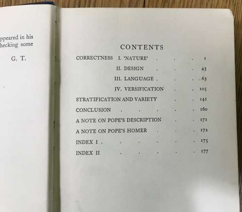 ON THE POETRY OF POPE Geoffrey Tillotson Published by Oxford at the Clarendon Press 1938 BOOK.
