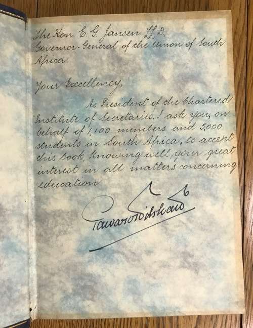 THE CHARTERED INSTITUTE of SECRETARIES 1891-1951 A REVIEW of 60 YEARS 1951 SIGNED by Edward Wilshaw!