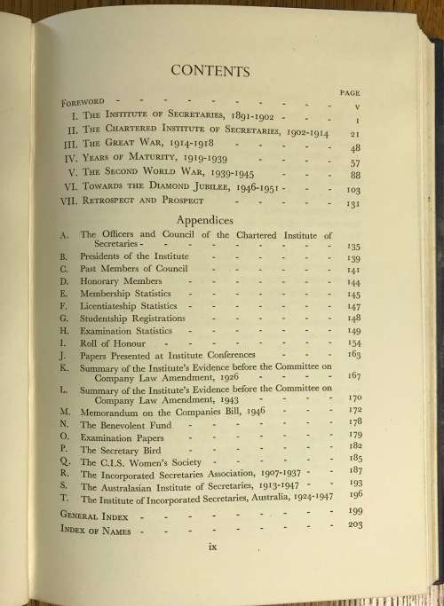 THE CHARTERED INSTITUTE of SECRETARIES 1891-1951 A REVIEW of 60 YEARS 1951 SIGNED by Edward Wilshaw!