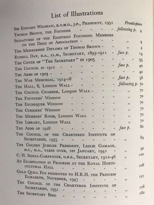 THE CHARTERED INSTITUTE of SECRETARIES 1891-1951 A REVIEW of 60 YEARS 1951 SIGNED by Edward Wilshaw!