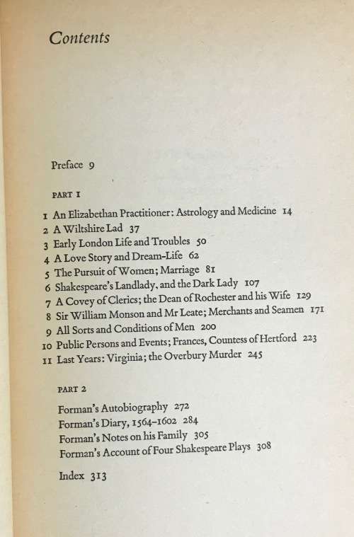 The Case Books of Simon Forman SEX and SOCIETY in SHAKESPEARE`S AGE A.L. ROWSE Picador Books 1976