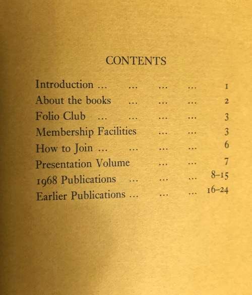 FOLIO 1968 PROSPECTUS MEMBERSHIP AND BOOKCLUB BOOKLET SCARCE!!!