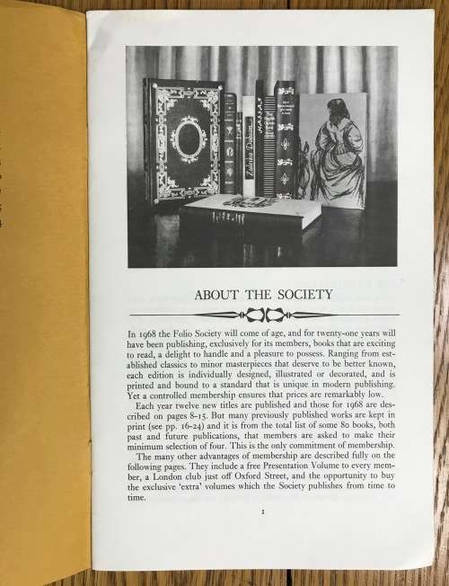 FOLIO 1968 PROSPECTUS MEMBERSHIP AND BOOKCLUB BOOKLET SCARCE!!!