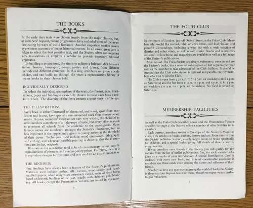 FOLIO 1968 PROSPECTUS MEMBERSHIP AND BOOKCLUB BOOKLET SCARCE!!!
