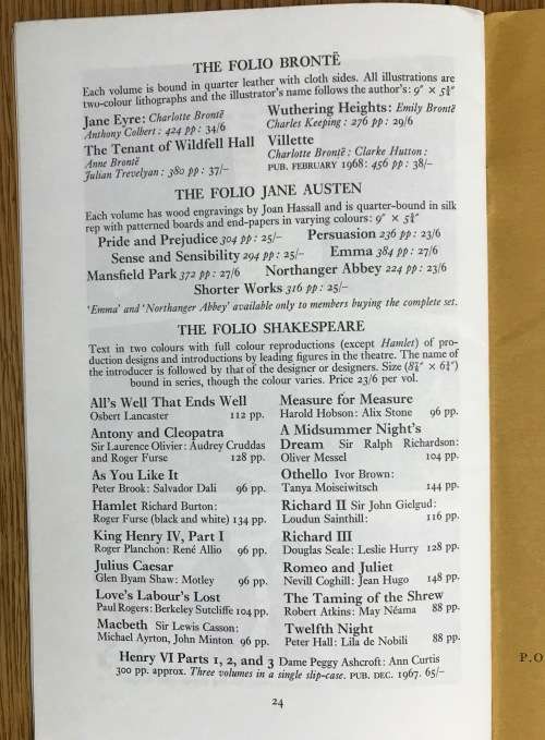 FOLIO 1968 PROSPECTUS MEMBERSHIP AND BOOKCLUB BOOKLET SCARCE!!!