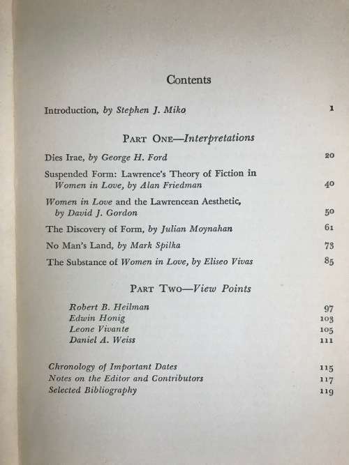 Twentieth Century Interpretations of Women in Love Edited by Stephen J. Miko 1969 D.H. Lawrence.