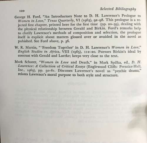 Twentieth Century Interpretations of Women in Love Edited by Stephen J. Miko 1969 D.H. Lawrence.