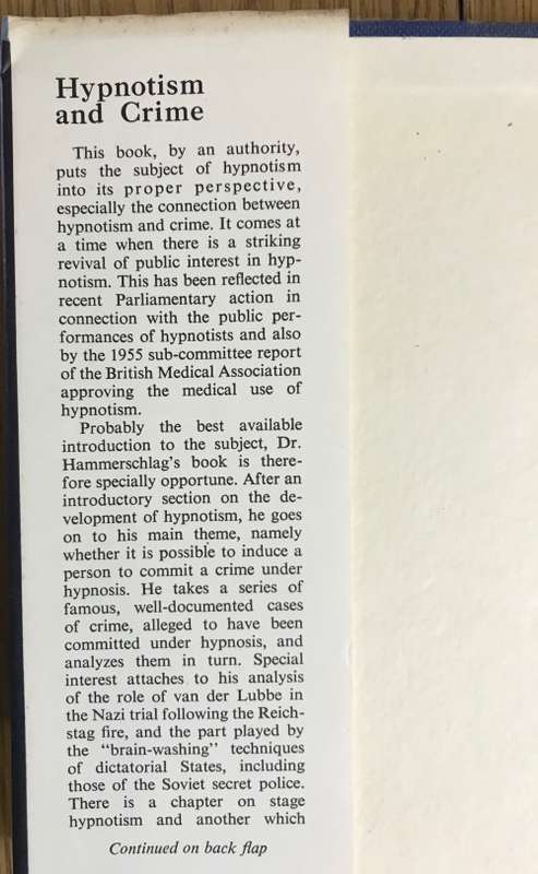 HYPNOTISM + CRIME x 2 Heinz E. Hammerschlag 1956 + 1957 Rider and Company Wilshire Publishers BOOKS.