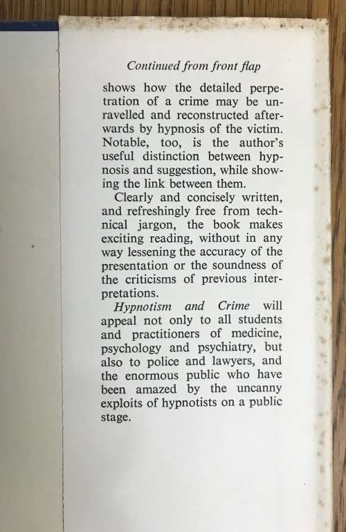 HYPNOTISM + CRIME x 2 Heinz E. Hammerschlag 1956 + 1957 Rider and Company Wilshire Publishers BOOKS.