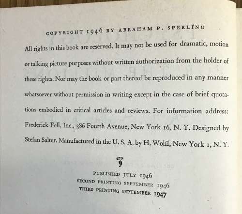 Psychology for the Millions Abraham Paul Sperling Publisher Frederick Fell USA 1947.