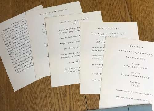 HANDWRITING SHEETS wraps x 2=PATRICK BARRY=O.S.B.=1954 + 1955=CALLIGRAPHY.