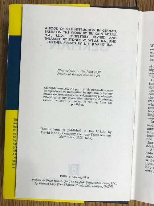 GERMAN LANGUAGE TEACH YOURSELF BOOKS 1971.