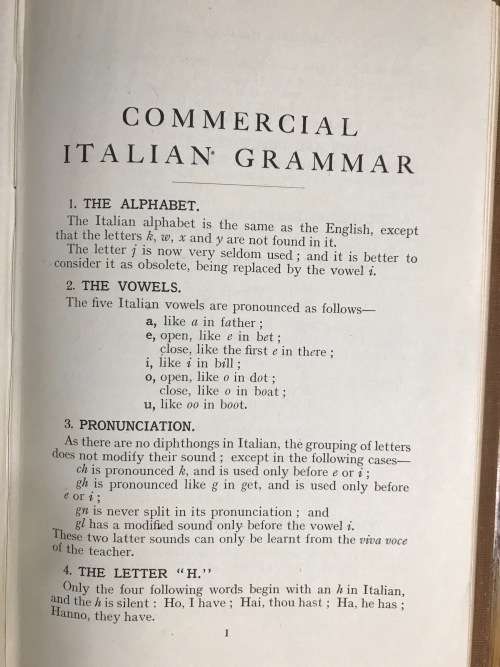 PITMAN`s COMMERCIAL ITALIAN GRAMMAR LUIGI RICCI Published by Sir Isaac Pitman and Sons c1900.