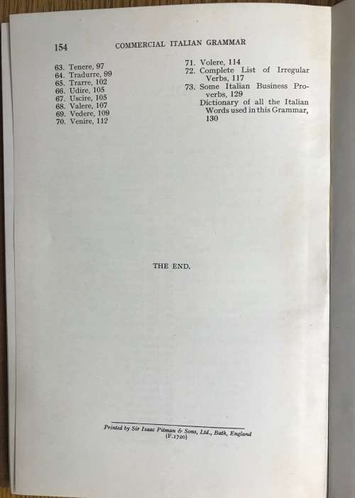 PITMAN`s COMMERCIAL ITALIAN GRAMMAR LUIGI RICCI Published by Sir Isaac Pitman and Sons c1900.