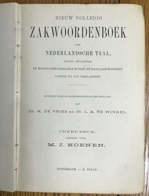 Zakwoordenboek der Nederlandsche Taal M.J. KEONEN 5th EDITION 1894?