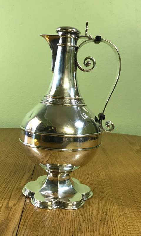 STERLING SILVER HALLMARKED CLARET JUG WINE EWER 1874 BARNARD and SONS LONDON ENGLAND 146 YEARS OLD!!