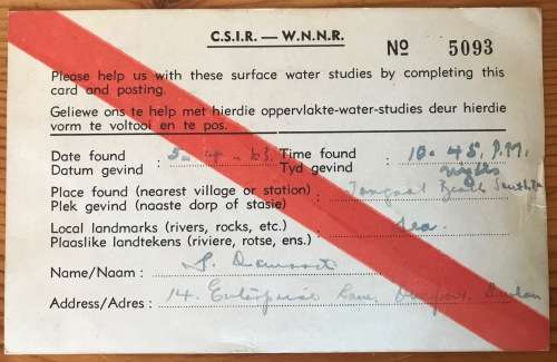 SOUTH AFRICAN C.S.I.R. POSTCARDS x 5 DURBAN 1962/3 OCEANOGRAPHIC GROUP CONGELLA NATAL SURFACE WATER